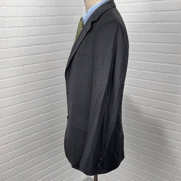 Brooks Brothers Blazer Men 40R Black Gray 3 Roll Button Classic Jacket Wool USA - Picture 3 of 13